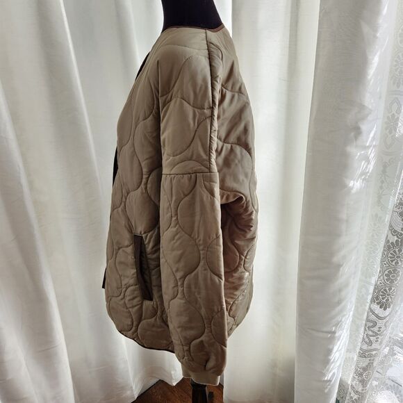 NEW Noisy May Quilted Oversized Jacket Womens M Green Maggy Snap Button Coat - Picture 13 of 14